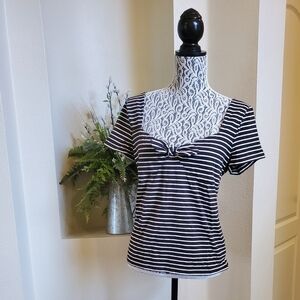 American Living XL Short Sleeve Shirt with Black White Stripes